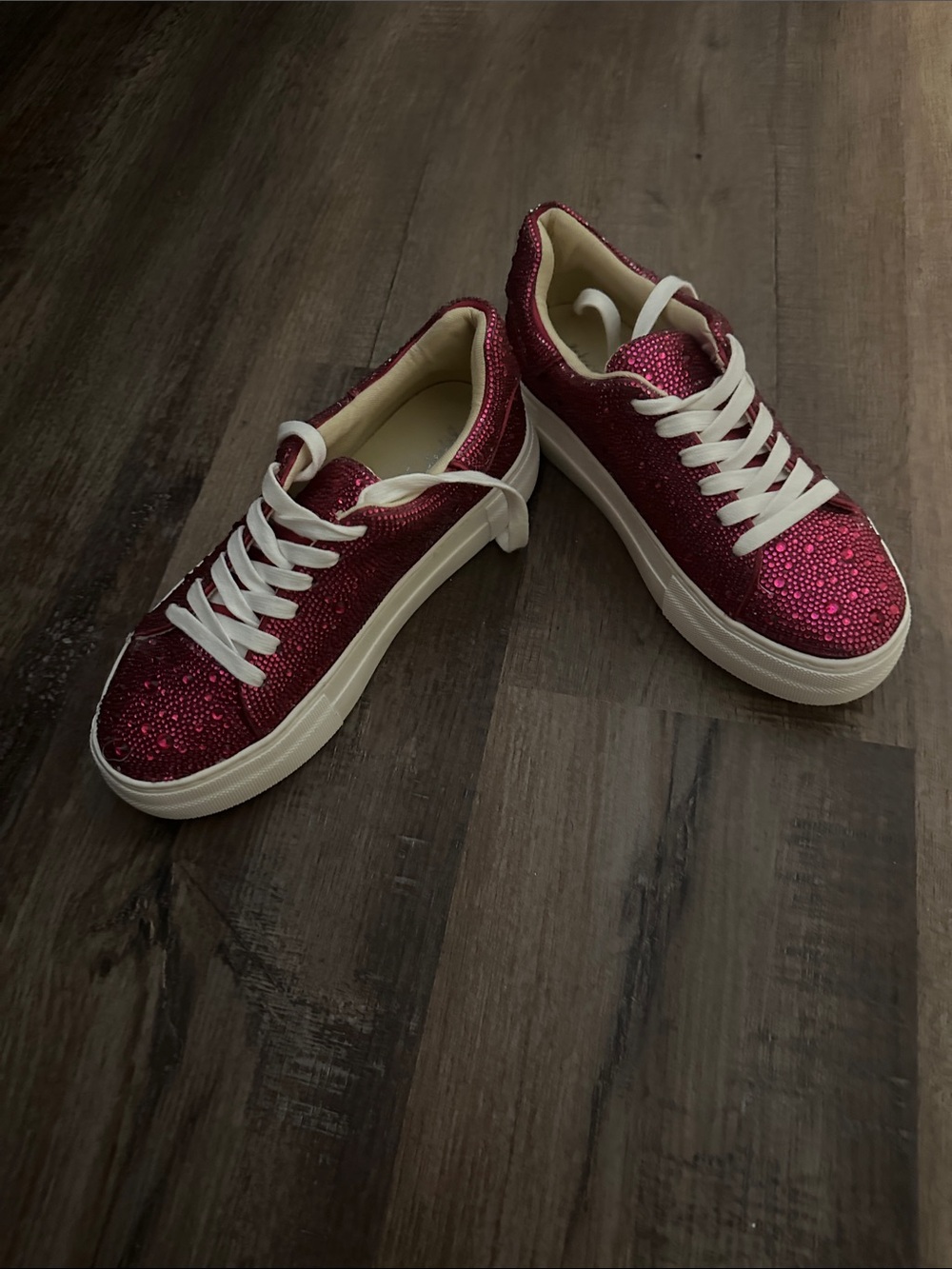 Betsey Johnson Fuchsia Sparkle Sneakers with White Soles